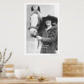 Ruth Roach en haar paard. Poster (Keuken)