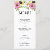 Rutherford Zonnebloem Aquarel Trouw Menukaart (Voorkant)