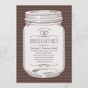 Ruw 25-jarig huwelijksjubileum Mason Jar-feest Kaart