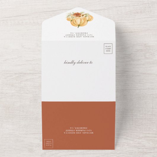 Ruw Aards Bloemrijk Botanisch Pomphuwelijk All In One Uitnodiging (Buitenkant)