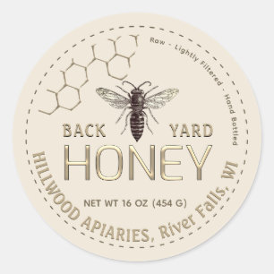 Ruw achterkant honingbijen ronde sticker