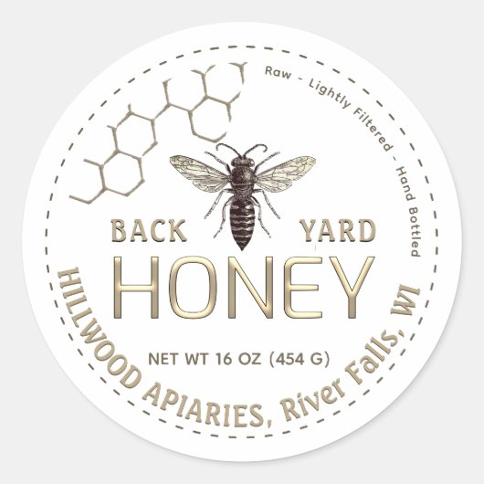 Ruw achterkant honingbijen ronde sticker (Voorkant)