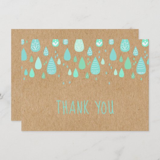 Ruw Ambacht Lichtgroene Regendruppels Script Bedan Bedankkaart (Voorkant / Achterkant)