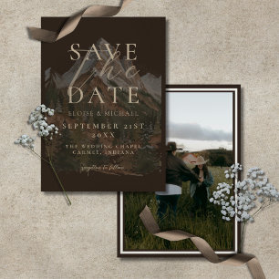 Ruw Aquarel Berg Foto Bruiloft Save The Date