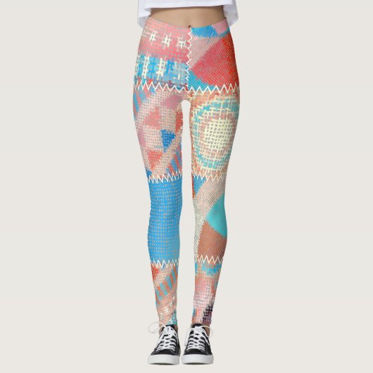 Ruw canvaspatroon: getextureerd patroon leggings (Voorkant)