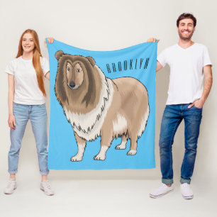 Ruw collie cartoon illustratie fleece deken