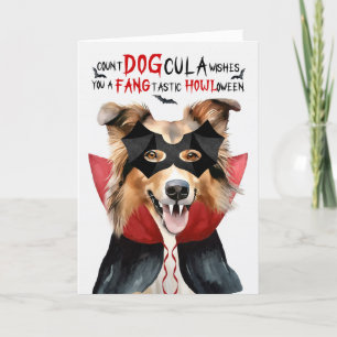 Ruw Collie Dog Count DOGcula Halloween Feestdagen Kaart