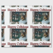 Ruw Collie Happy Collidays Kerstmis Cadeaupapier (Vlak)