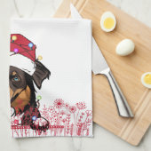 Ruw Collie Hond Gepersonaliseerd Kerstcadeau Theedoek (Quarter Fold)