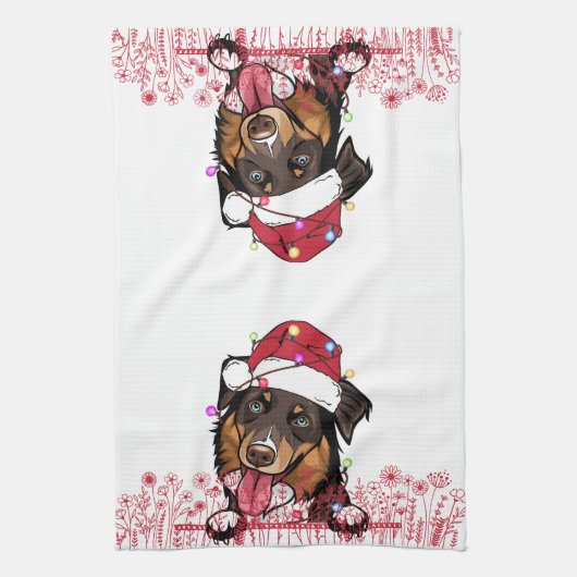 Ruw Collie Hond Gepersonaliseerd Kerstcadeau Theedoek (Verticaal)