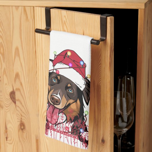 Ruw Collie Hond Gepersonaliseerd Kerstcadeau Theedoek (Derde Gevouwen)