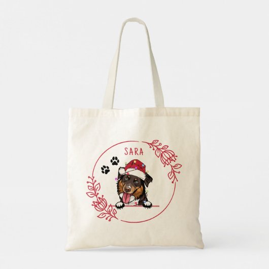 Ruw Collie Hond Gepersonaliseerde Hand Drawing Tote Bag (Achterkant)