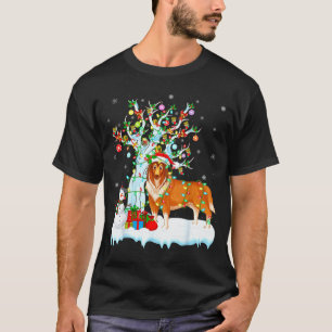 Ruw Collie-hond Kerstboomverlichting Ruw Collie C T-shirt