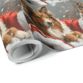 Ruw Collie Hond Kerstfeest Cadeaupapier (Rol Hoek)