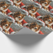 Ruw Collie Hond Kerstfeest Cadeaupapier (Hoek)
