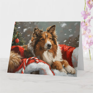 Ruw Collie Hond Kerstfeest Kaart