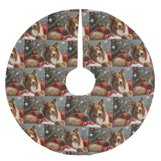Ruw Collie Hond Kerstfeest Kerstboom Rok (Voorkant)