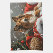 Ruw Collie Hond Kerstfeest Theedoek (Verticaal)