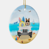  Ruw collie hond Rijden op strand  Keramisch Ornament (Rechts)