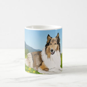 Ruw collie in een Buutercup beemdje Koffiemok