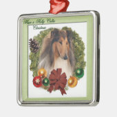 Ruw Collie kerstcadeautjes Ornamenten (Links)
