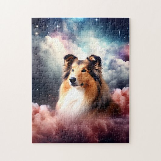 Ruw Collie met Cloud Space Achtergrond Legpuzzel (Verticaal)