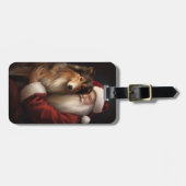 Ruw Collie Met Sinterklaas Feestelijke Kerstmis Bagagelabel (Voorkant horizontaal)