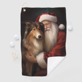 Ruw Collie Met Sinterklaas Feestelijke Kerstmis Golfhanddoek (Insitu)