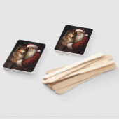 Ruw Collie Met Sinterklaas Feestelijke Kerstmis Handwaaier (Niet-gemonteerd)