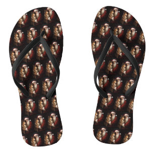 Ruw Collie Met Sinterklaas Feestelijke Kerstmis Teenslippers