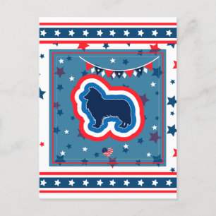 Ruw Collie Patriotic Red White Blue 4 juli Feestdagenkaart