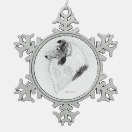 Ruw Collie Pen en Inkt - Juliet Vs VAlley Fever Tin Sneeuwvlok Ornament