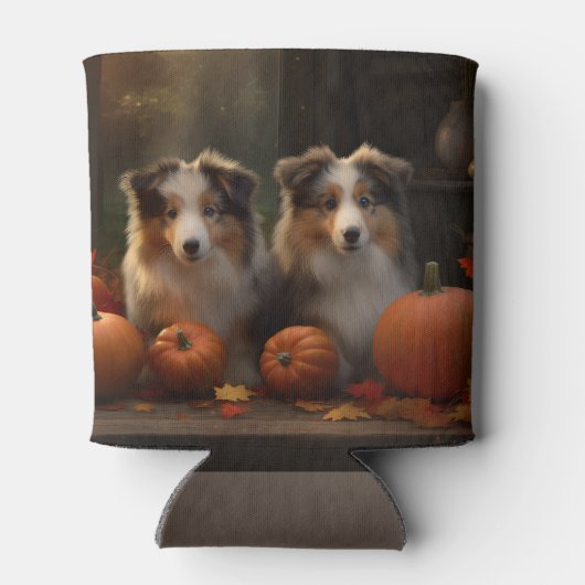 Ruw Collie Puppy Herfst Delight Pompoen Blikjeskoeler (Achterkant)