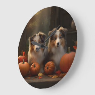 Ruw Collie Puppy Herfst Delight Pompoen Grote Klok