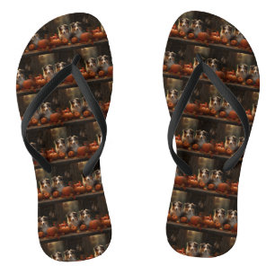 Ruw Collie Puppy Herfstpracht Pompoen Teenslippers