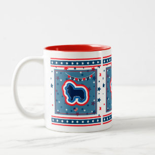 Ruw Collie Rood Wit En Blauw 4 Juli Tweekleurige Koffiemok