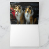 Ruw Collie Snowy Sleigh Kerstmisdecor Kaart (Binnen)