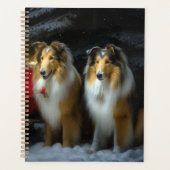 Ruw Collie Snowy Sleigh Kerstmisdecor Planner (Voorkant)