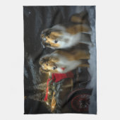 Ruw Collie Snowy Sleigh Kerstmisdecor Theedoek (Verticaal)