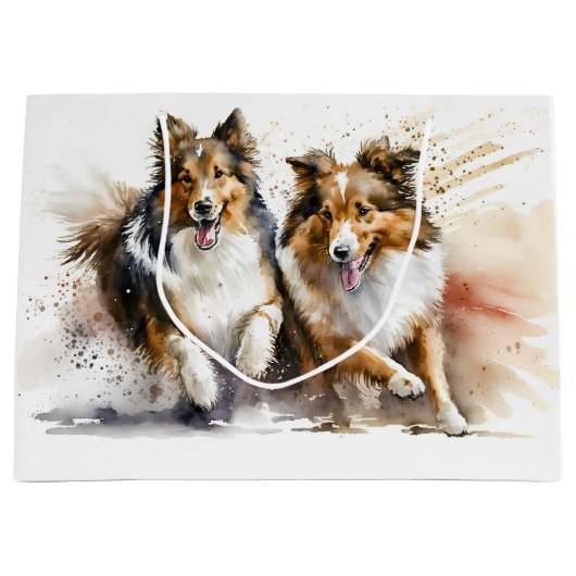 Ruw Collies schilderij Groot Cadeauzakje (Voorkant)