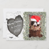 Ruw Espenbast Houten Hart Gezinsfoto  Feestdagenkaart (Voorkant)