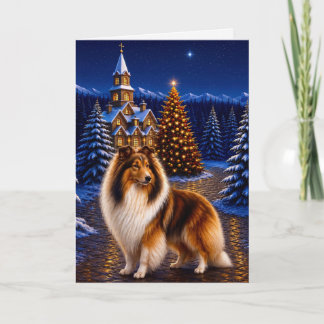 Ruw Gecoatde Collie Vakantie Feestdagen Kaart