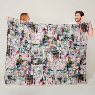 Ruw gekleurde vreemde tekening onder abstracte jut fleece deken