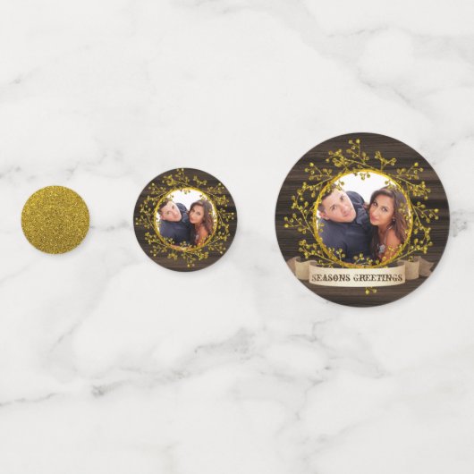 Ruw geruite PHOTO goud rood monogram Confetti (Achterkanten)