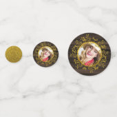 Ruw geruite PHOTO goud rood monogram Confetti (Achterkanten)