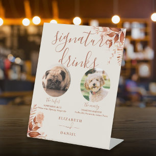 Ruw Herfst Huwelijk Huisdier Hond Signature Dranke Reclamebord Met Voetstuk