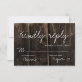 Ruw hout Elegant Script Trouwen RSVP Kaartje (Voorkant)