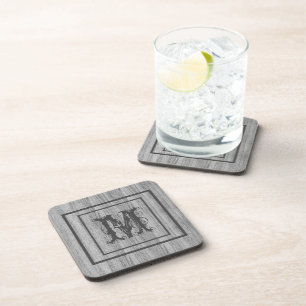 Ruw hout monogram, persoonlijk gemaakt bier onderzetter