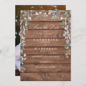 Ruw Hout Wilde Bloemen Bloem Foto Bruiloft Save The Date (Voorkant / Achterkant)