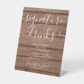Ruw houten schuur trouw signature drankjes reclamebord met voetstuk (Voorkant)